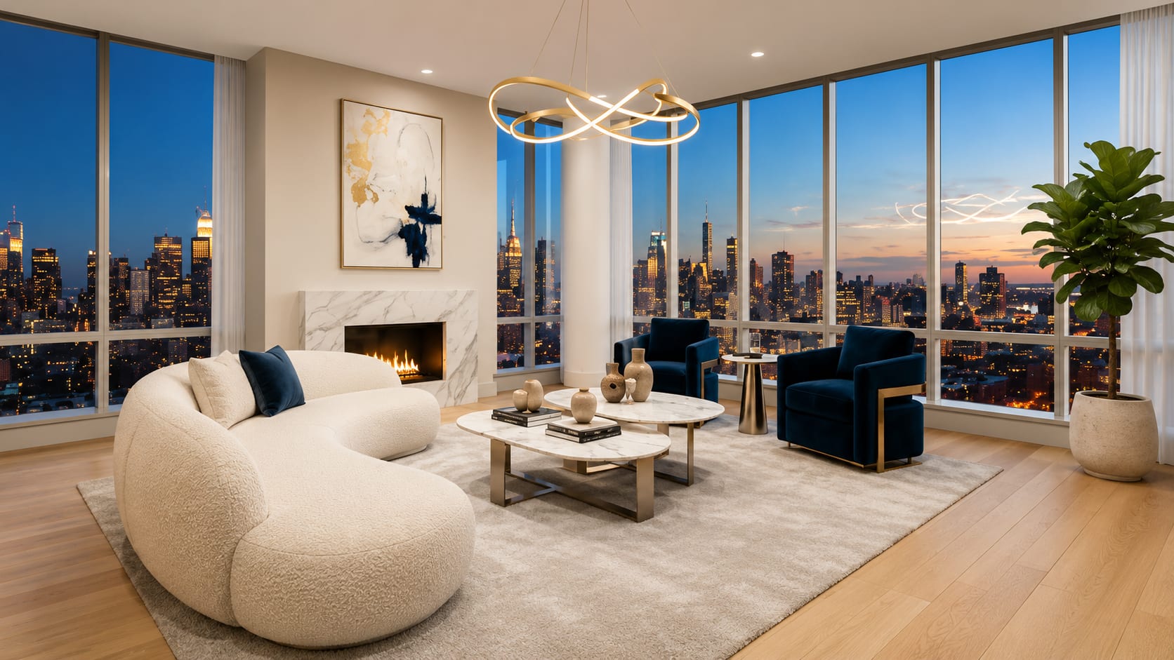 Luxury penthouse living room virtual staging background cover image