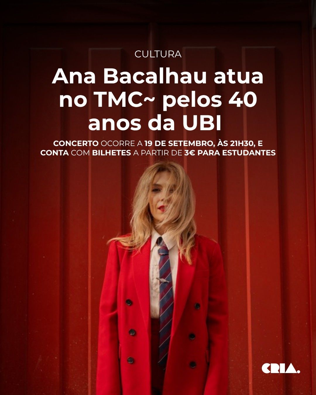 Ana Bacalhau atua no TMC~ pelos 40 anos da UBI