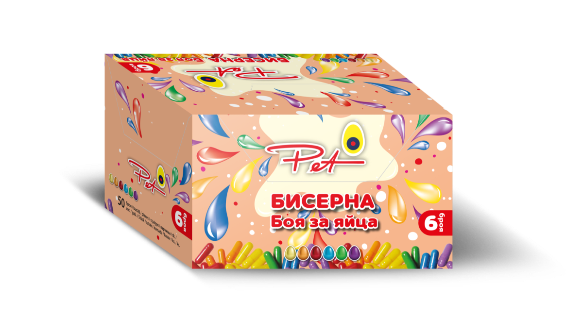 Бисерна боя за яйца 6 цвята капсули (P-136)