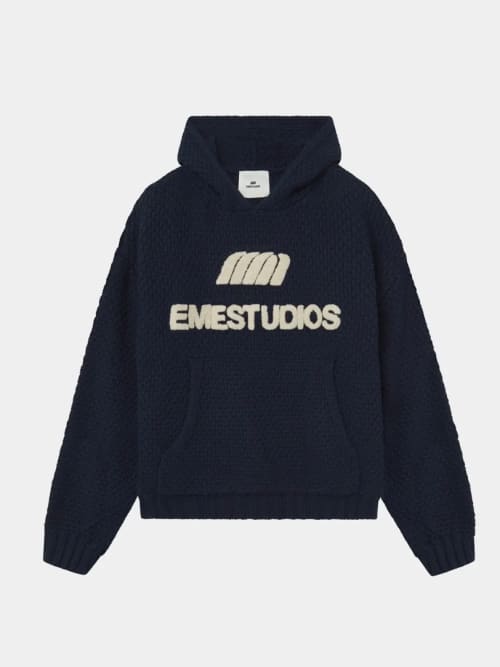 Pidgey Navy Knitted Oversized Hoodie