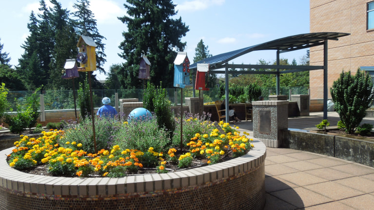 Legacy's Salmon Creek garden offers a quiet healing space and privacy for stress management, restoration and reflection.
