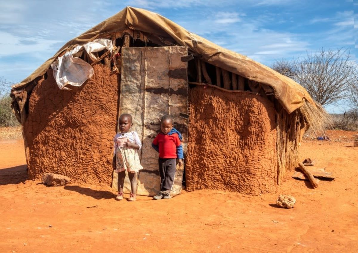 Botswana Children in front of their home