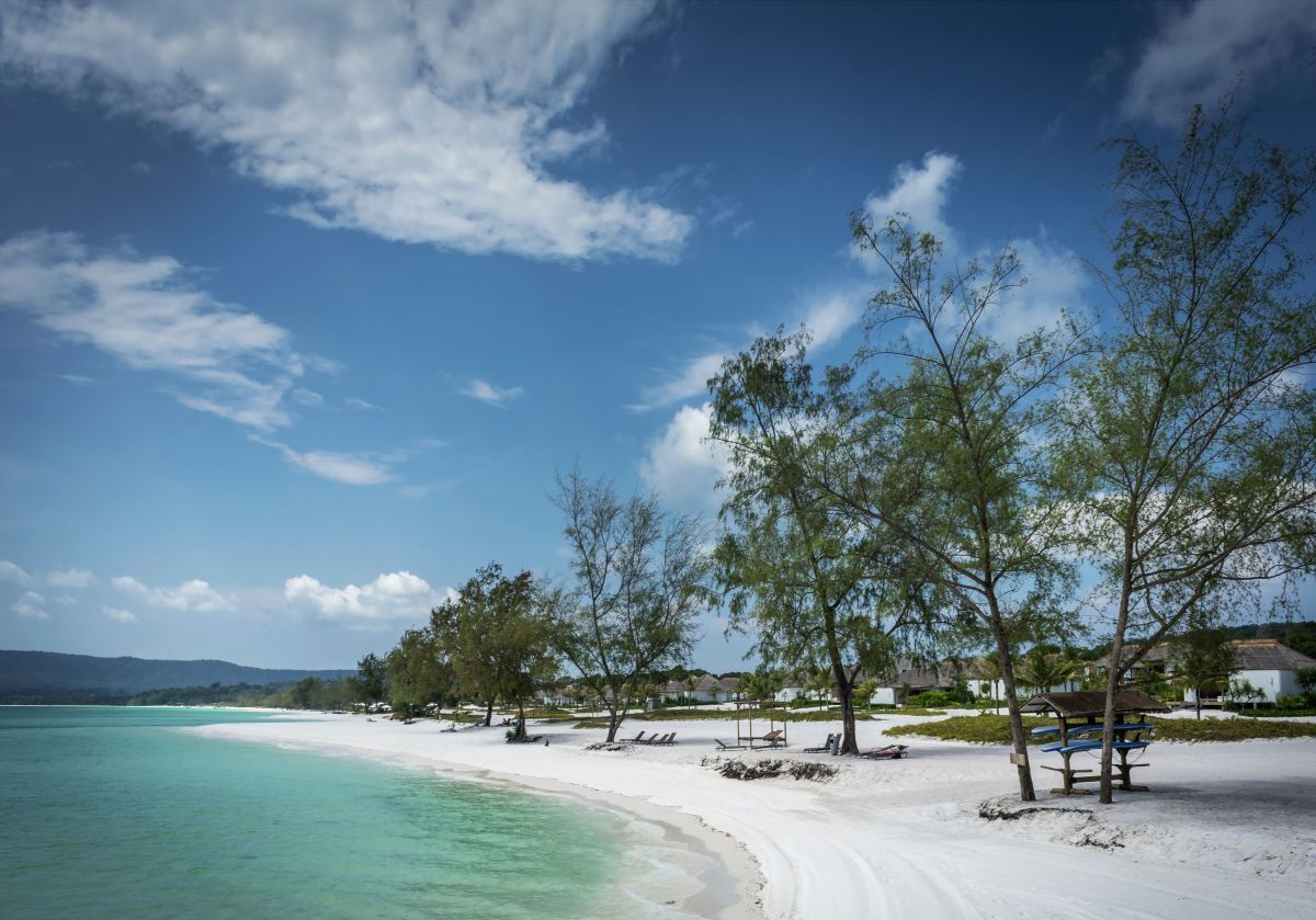 koh rong beach with trees