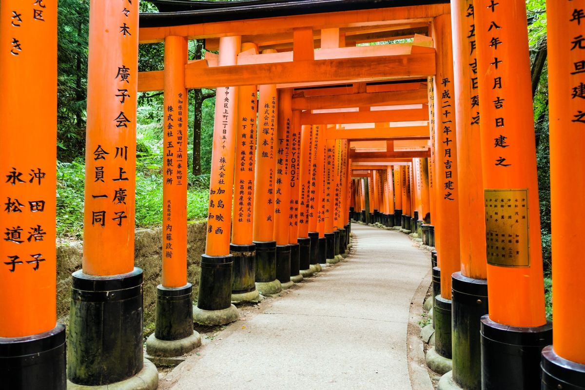 Fushimi-Inari Taisha Shrine. Fushimi Inari Shrine in Kyoto. Ямато Фусими. Аллея торий это.