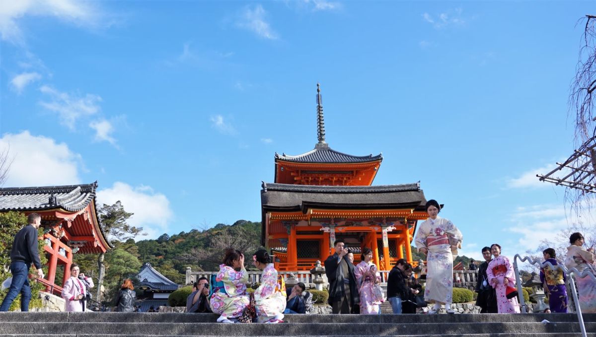 japanese temple with People