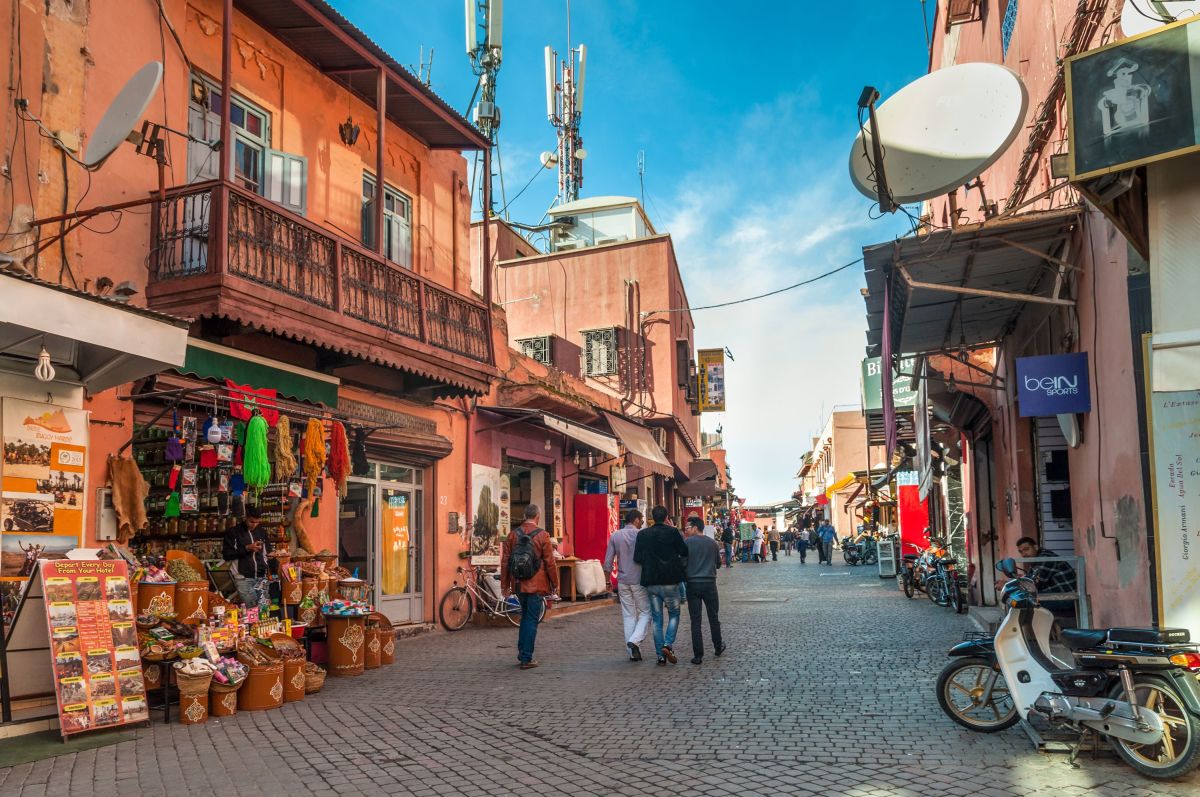 travelers Walking in Marrakesh Street