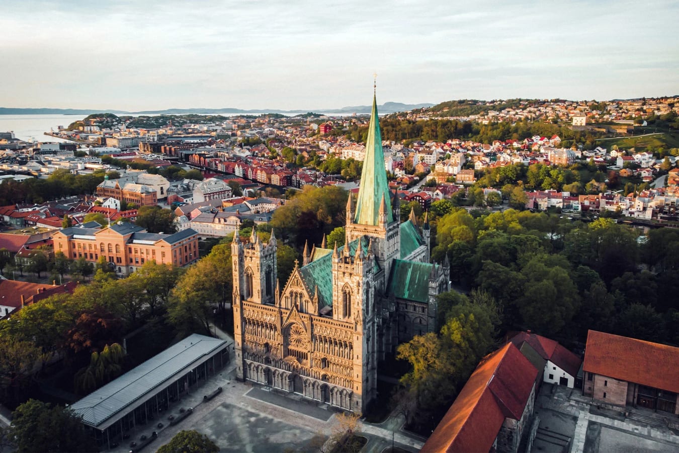 Hurtigruten cruise ship in Trondheim Norway with scenic coastal travel views