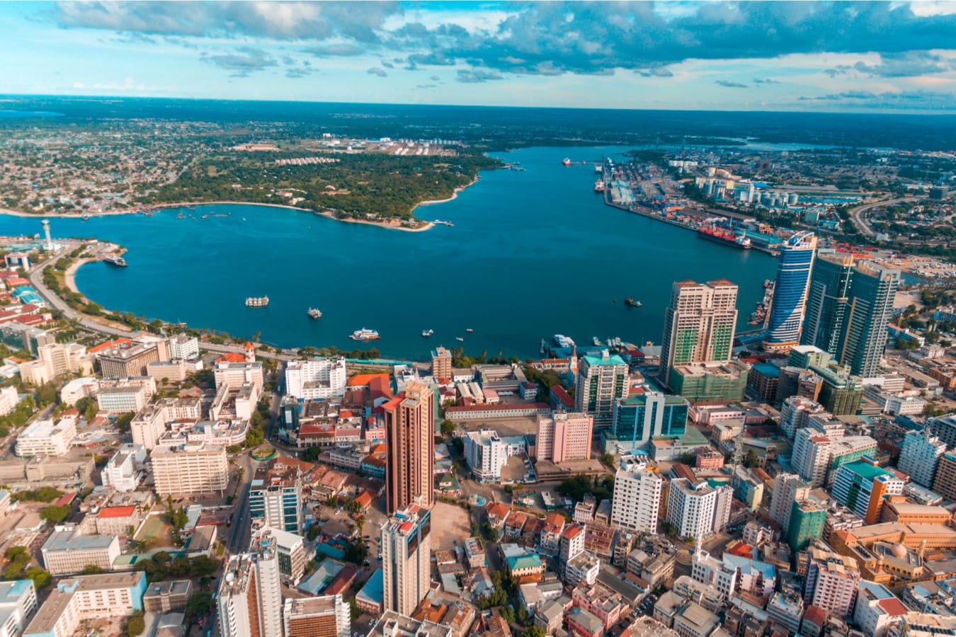 Dar es Salaam skyline and coastal city life in Tanzania