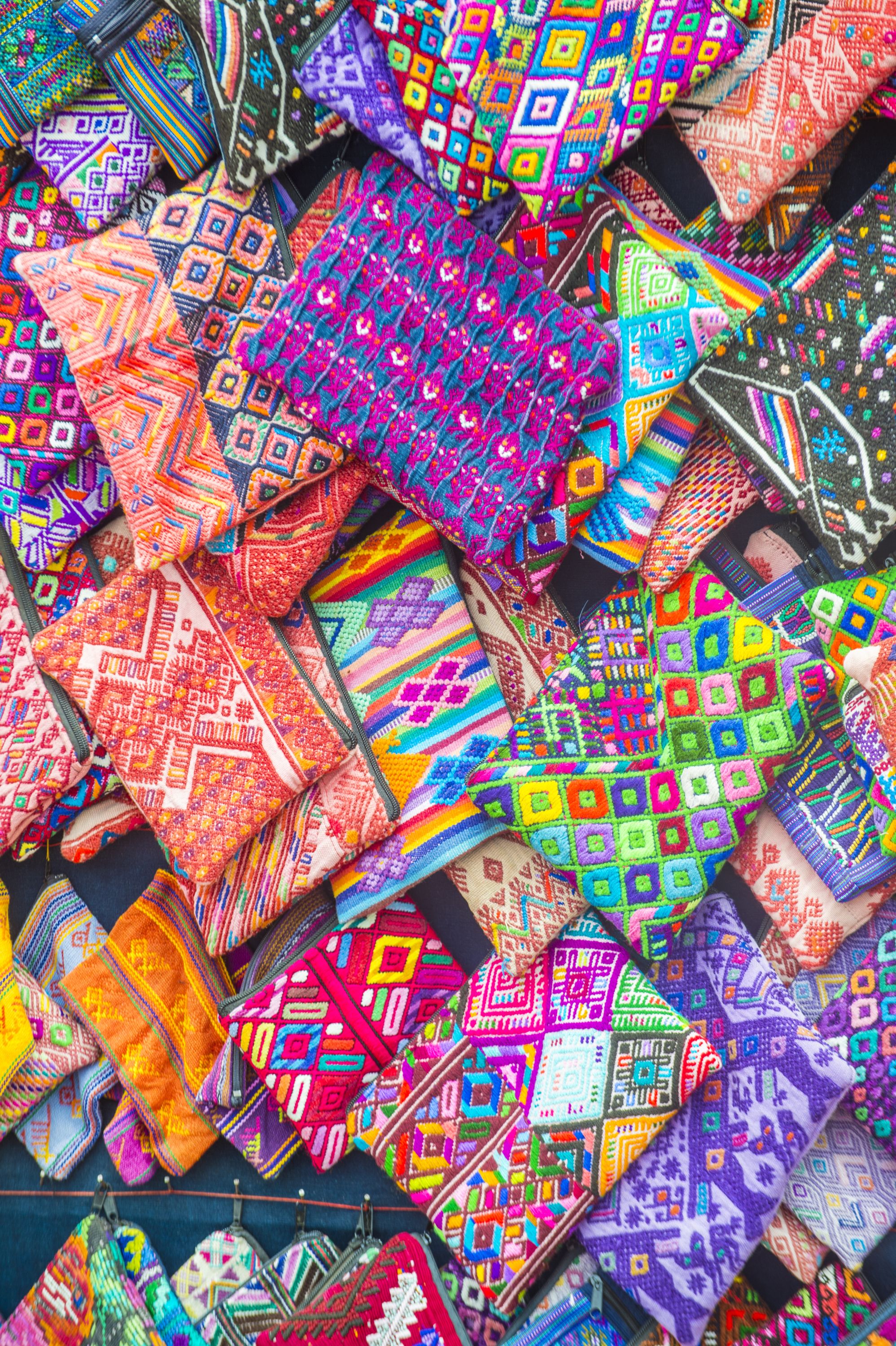 Colorful textiles at Chichicastenango market