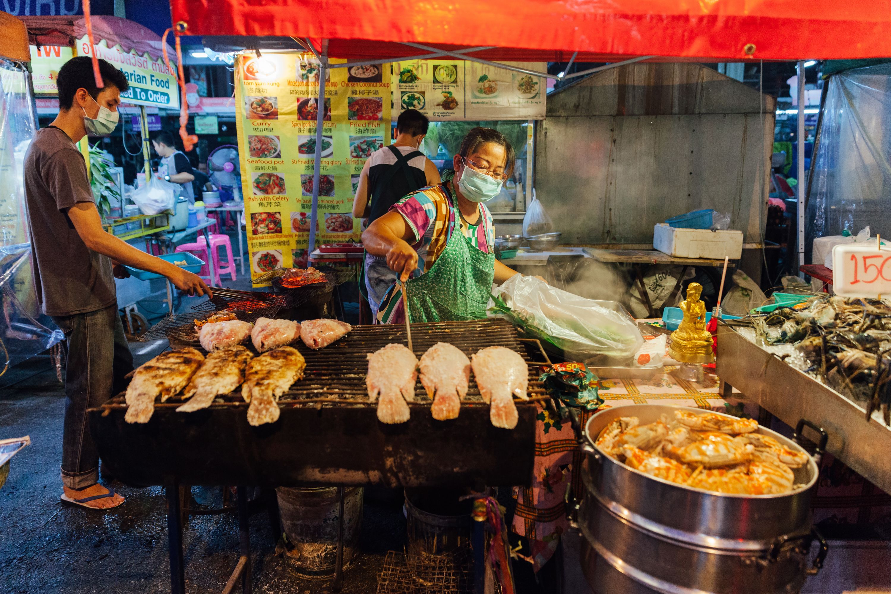Chiang Mai street market with local food vendors