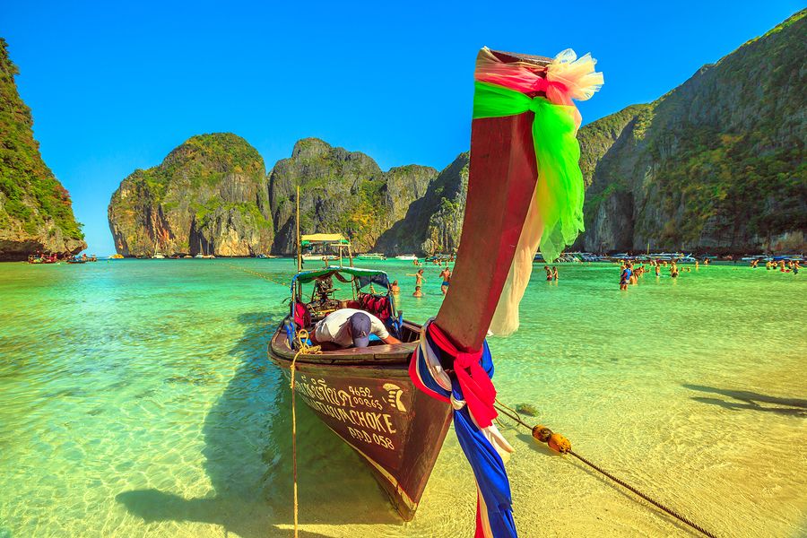 Long tail boats at Phi Phi Islands