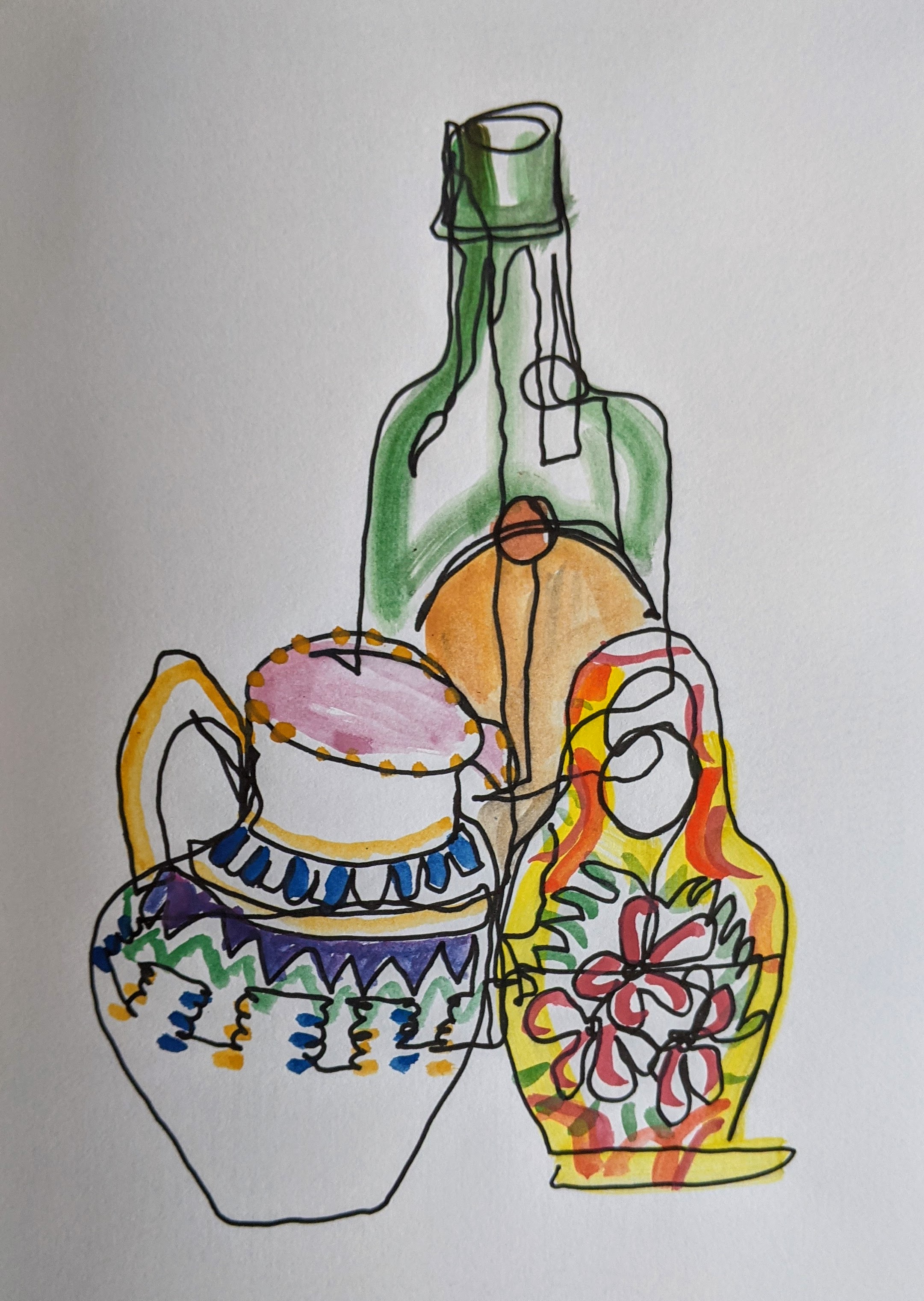 Still Life Using Line Continuous Line Drawing Still Life