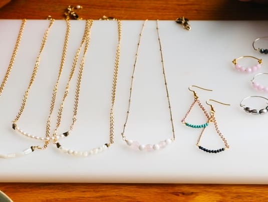 Make a Beaded Bar Necklace, Earring and Stacking rings