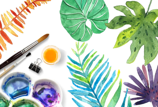 Leaves And Plant Painting With Watercolour Obby