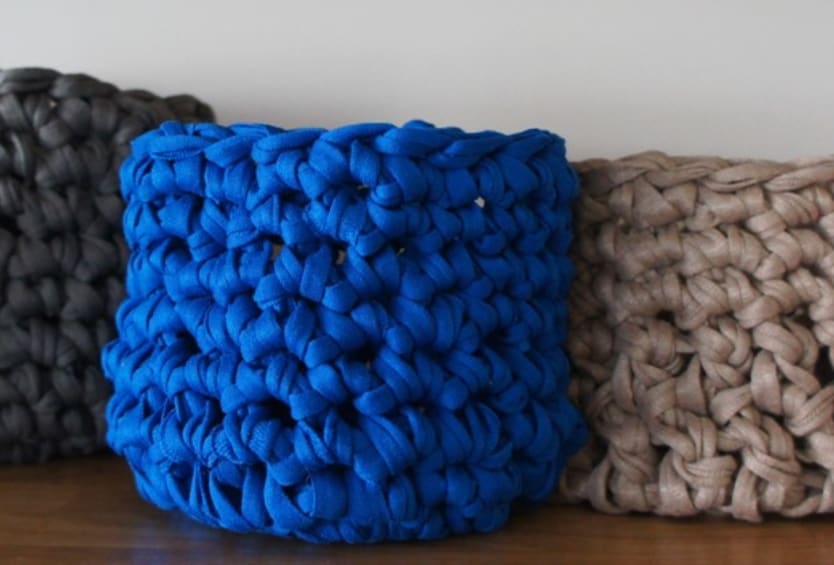 Learn how to Crochet your own Recycled T-shirt Yarn Basket