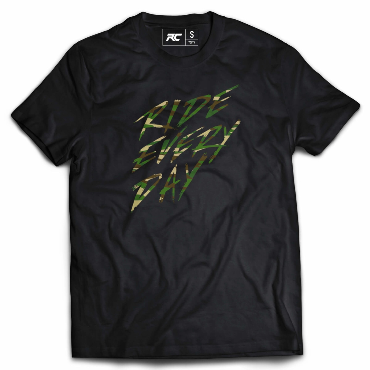 Ride Every Day Youth T-Shirt Black/Camo XL