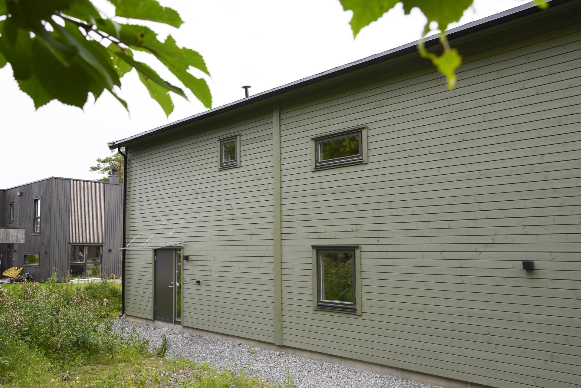 Foto av fasade på enebolig bygget av OBOS Block Watne Eneboliger i Heggedal i Asker