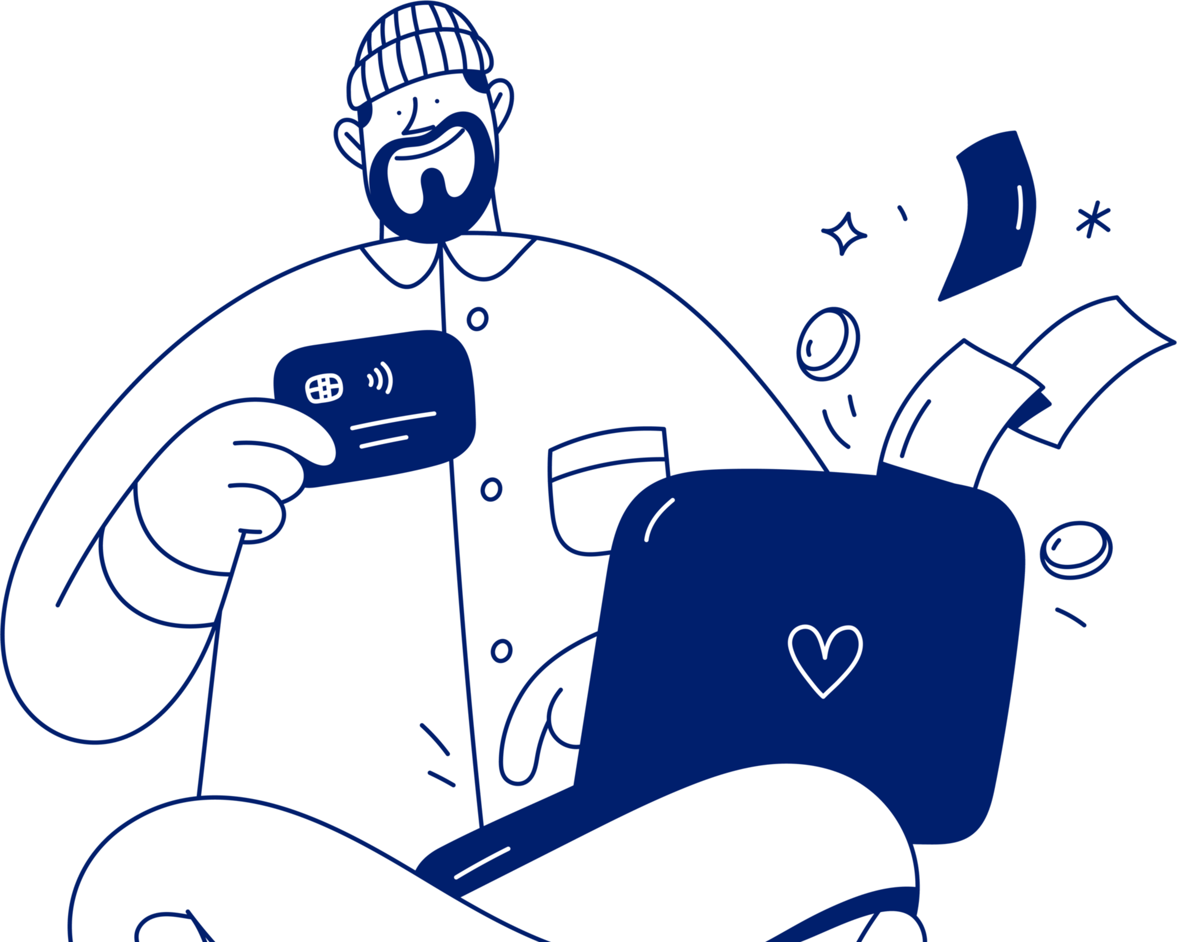 Illustrasjon av mann med laptop