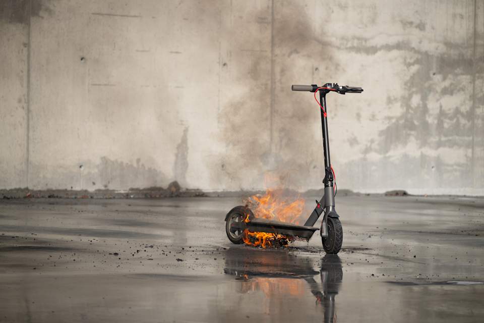 Elsparkesykkel i brann