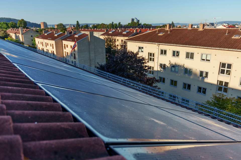 Solceller på taket.