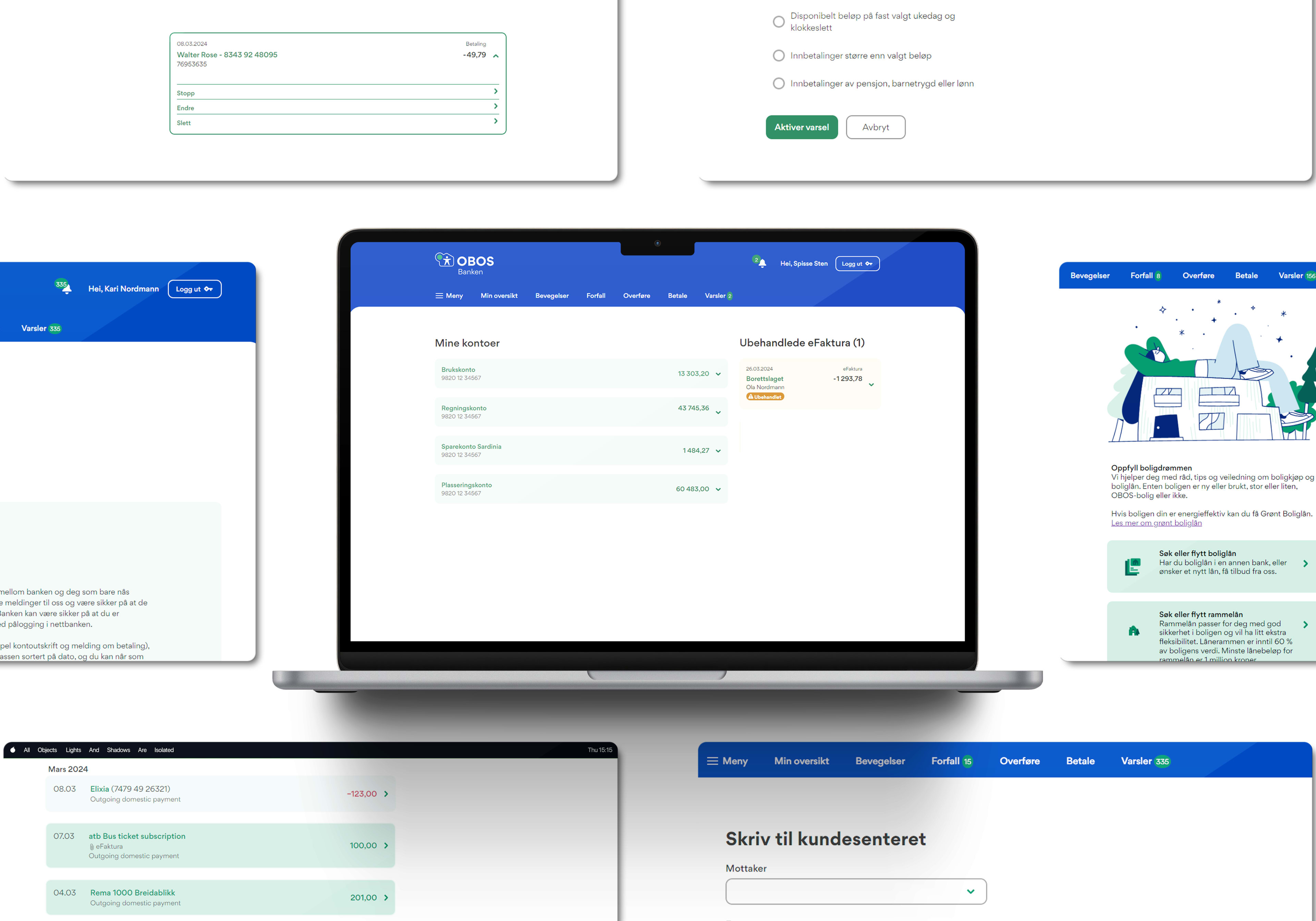 Skjermbilder av innlogget nettbank