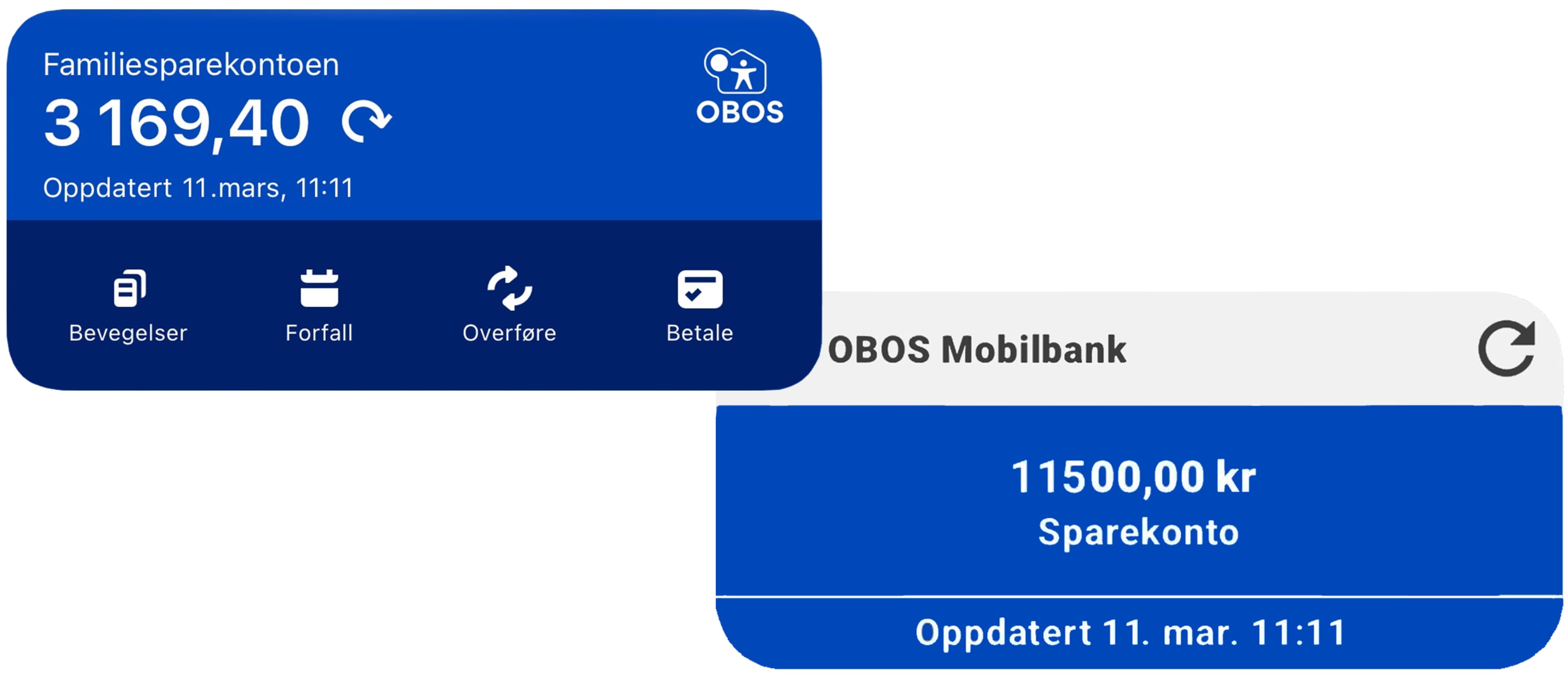OBOS-bankens widget til iOS og Android