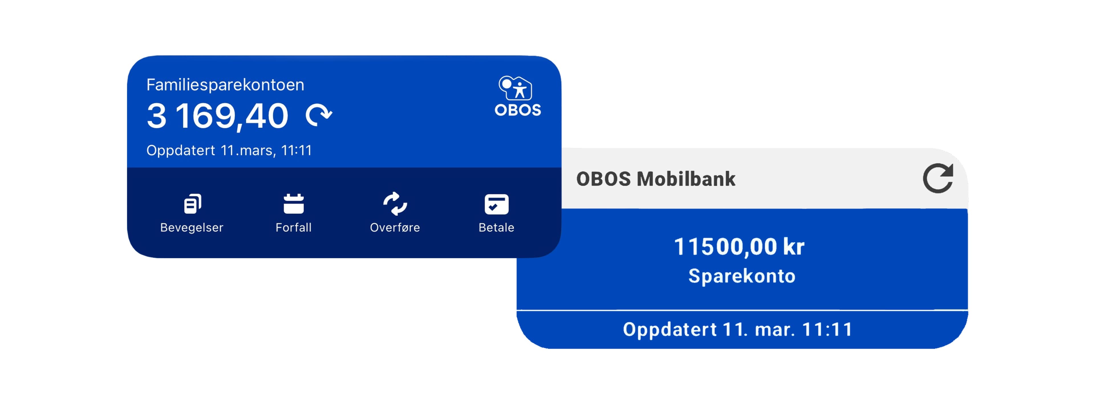 OBOS-bankens widget til iOS og Android