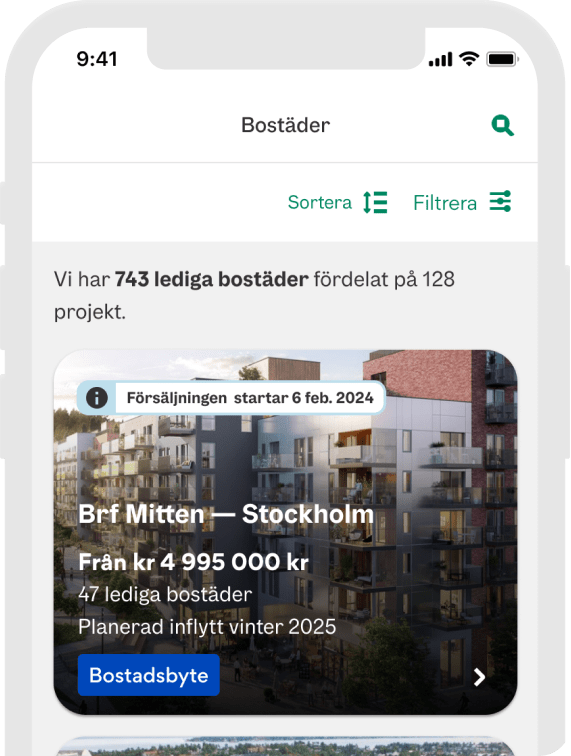 Bild av ett fiktivt projekt i appen