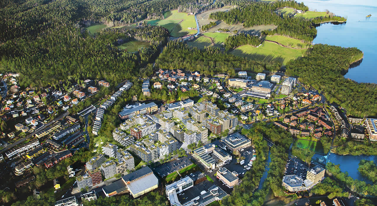 Oversiktsbilde av Frysjaparken og området rundt.