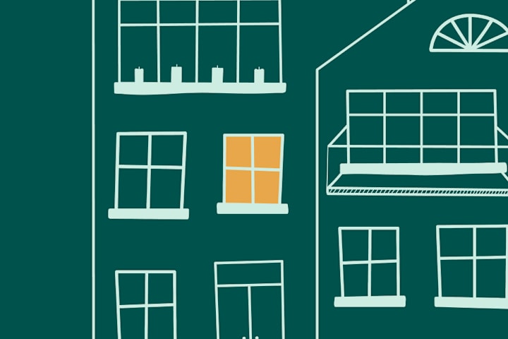 Illustrasjon av et lys i en blokk som lyser gult.