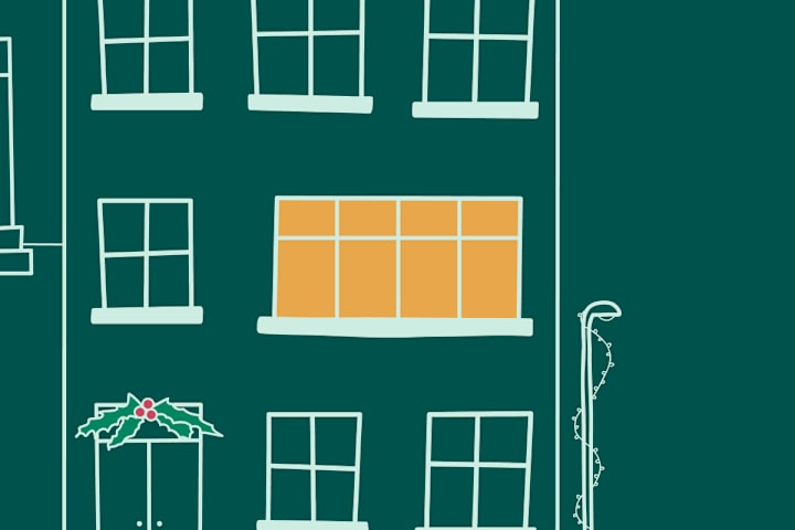 Illustrasjon av et bygg hvor ene rommet lyser opp