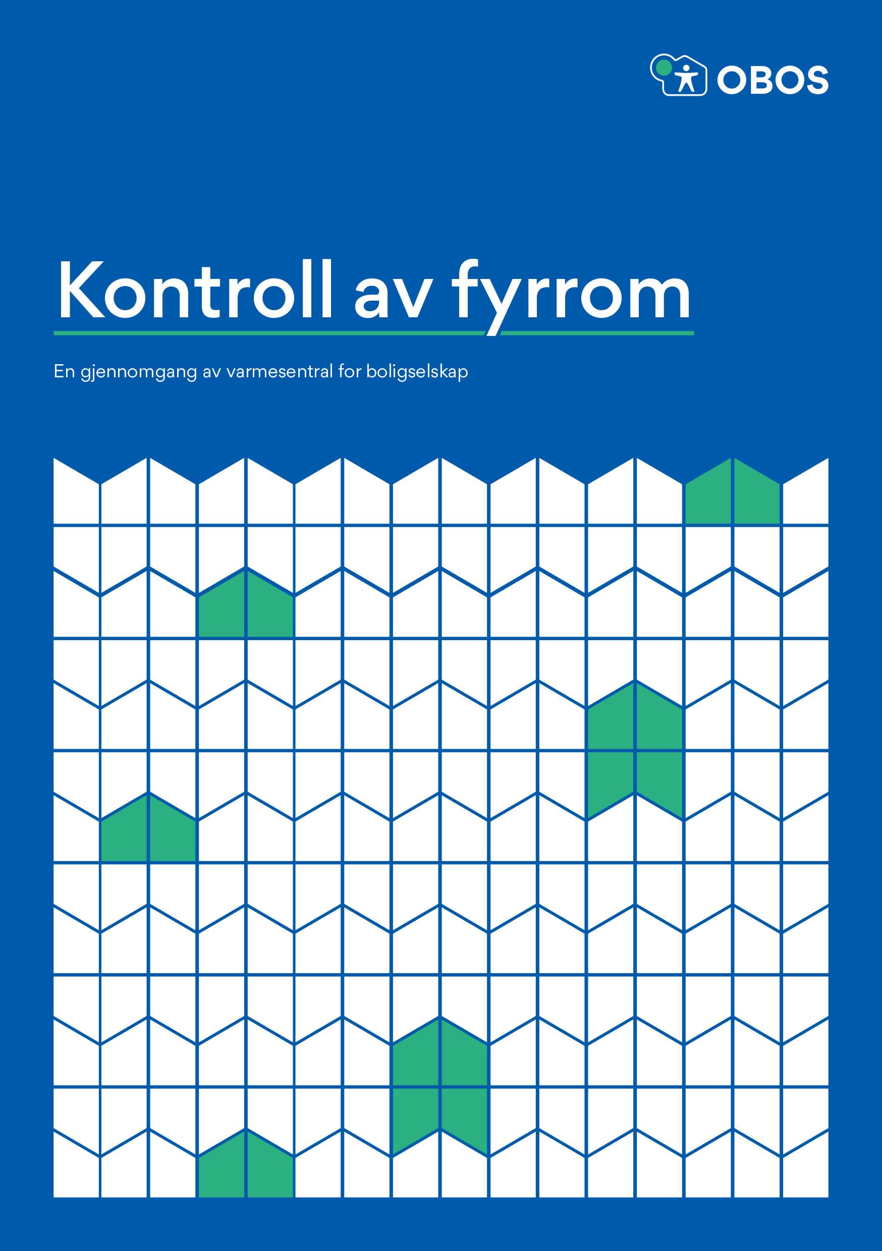 Bilde av brosjyreforsiden hvor det står "Kontroll av fyrrom. En gjennomgang av varmesentral for boligselskap".