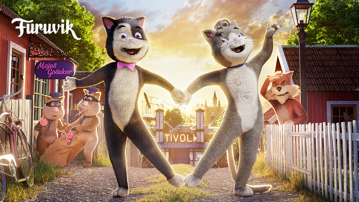 Tecknade katter som håller hand