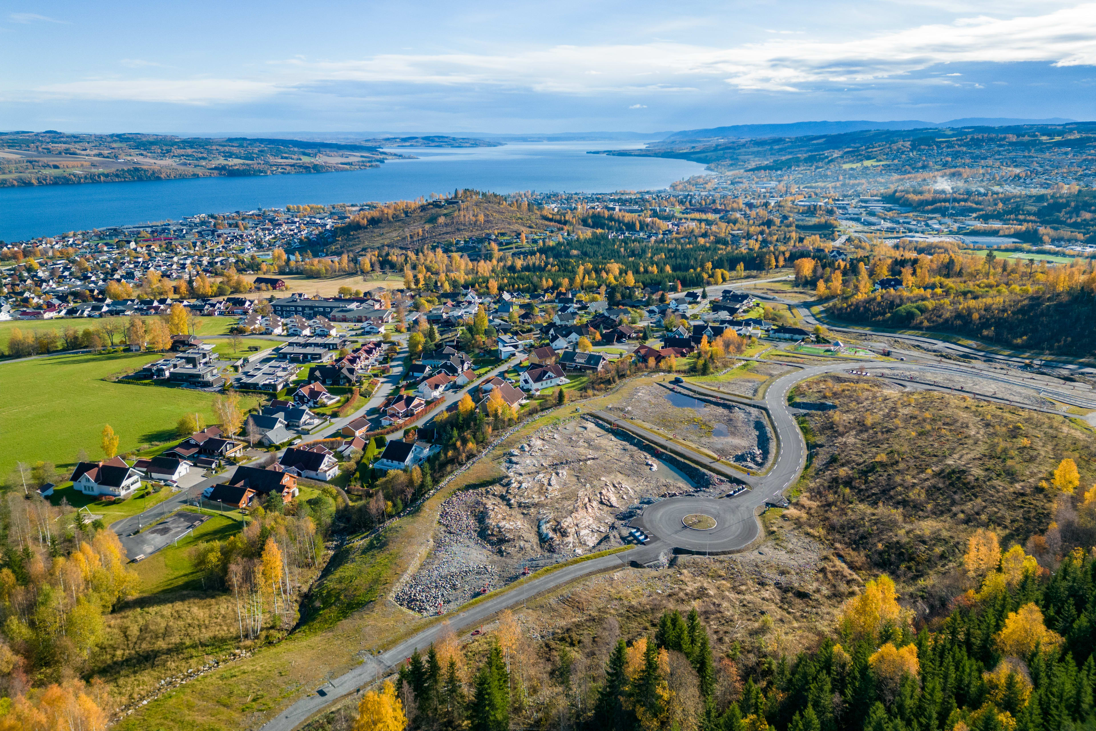 Oversikt over tomteområdet på Øverbylia på Gjøvik