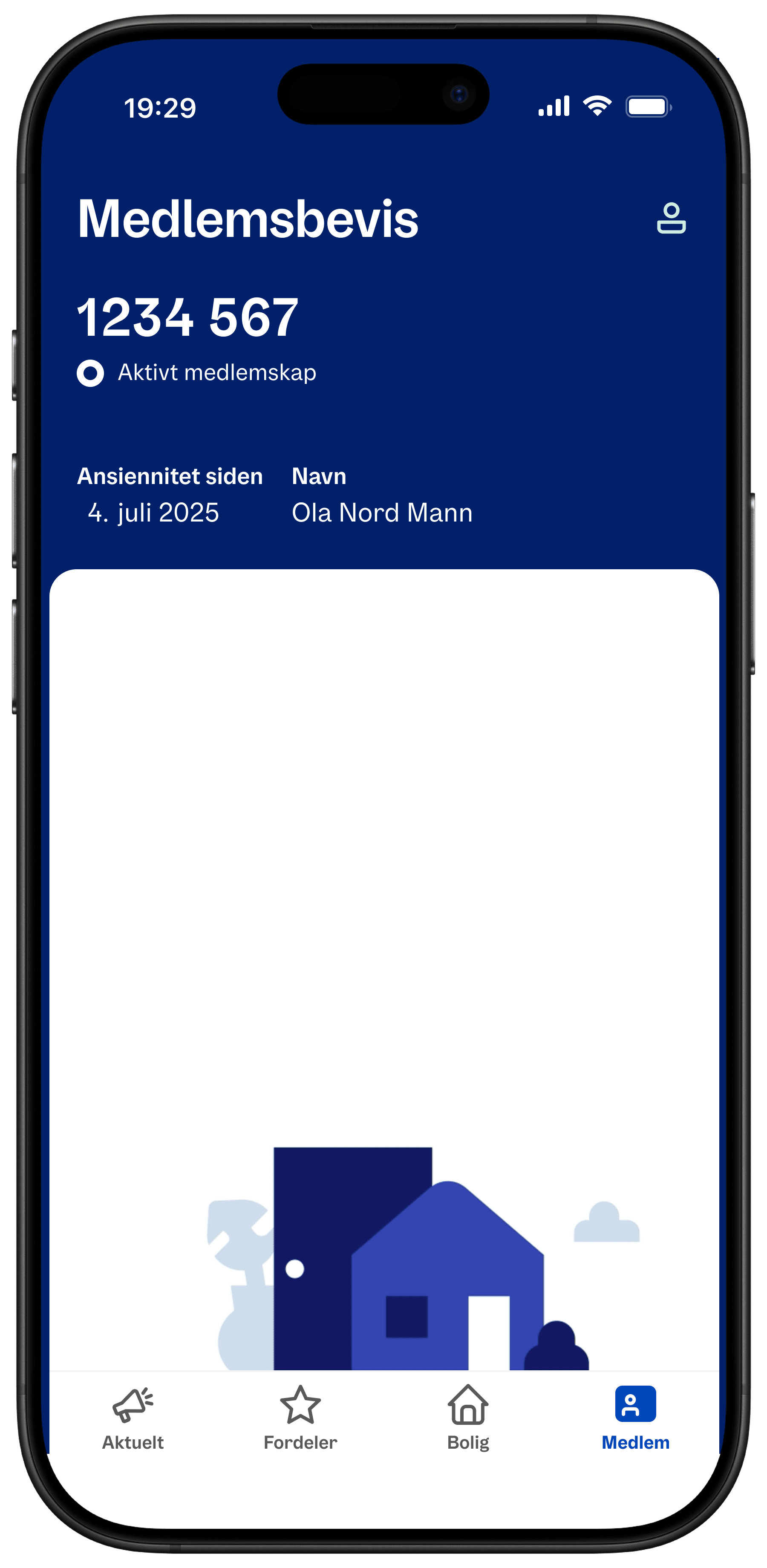 Bilde av medlemsbeviset i obos-appen