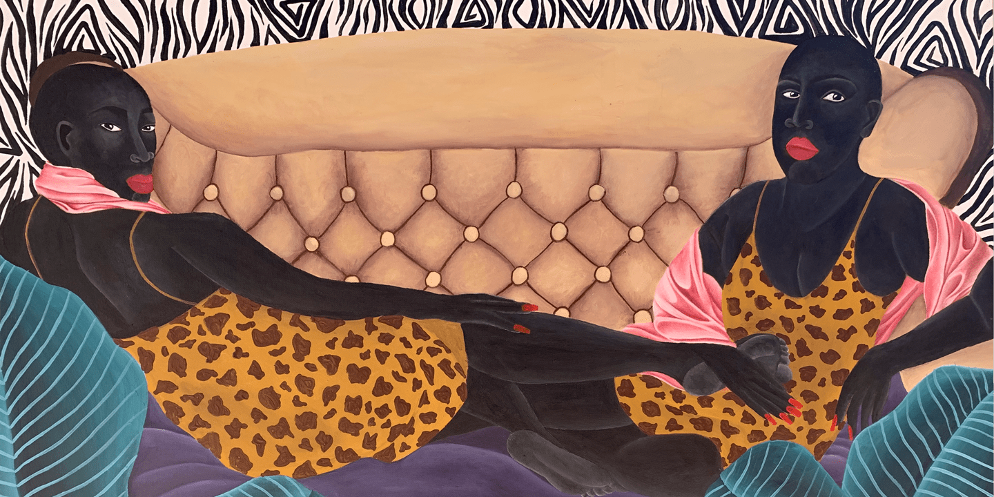 (Two Reclining Women). When We See Us: Ett sekel av svart figurativt måleri - Liljevalchs Bildcred: Two Reclining Women, 2020. Akryl på duk. Courtesy of Zandile Tshabalala Studio. Courtesy of the Maduna Collection