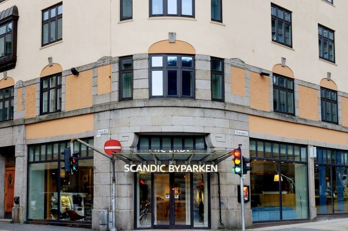Bilde av fasaden til hotell Scandic Byparken i Bergen