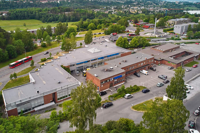 Dronefoto av Bogerud Torg.