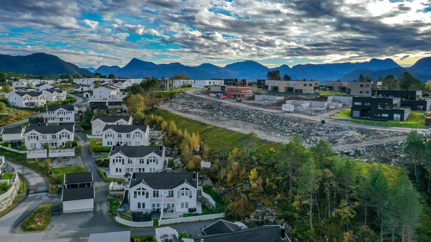 Panoramabilde av boligfeltet på Fjordsyn.