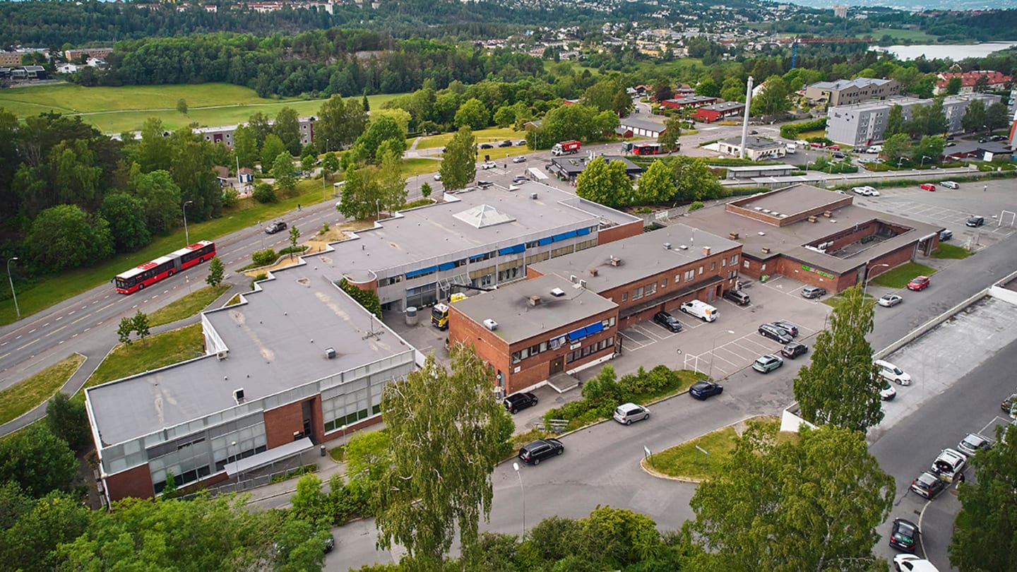 Dronefoto av Bogerud Torg.