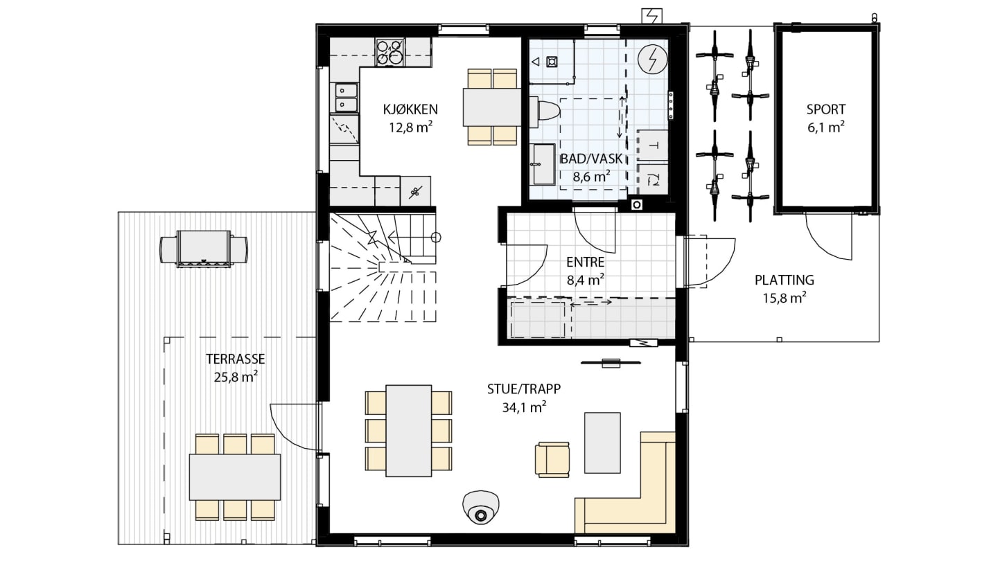 Plan 1 - for hus 4, 6, 8 og 10