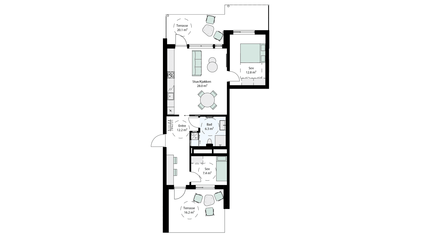 Plantegning leilighet H0101