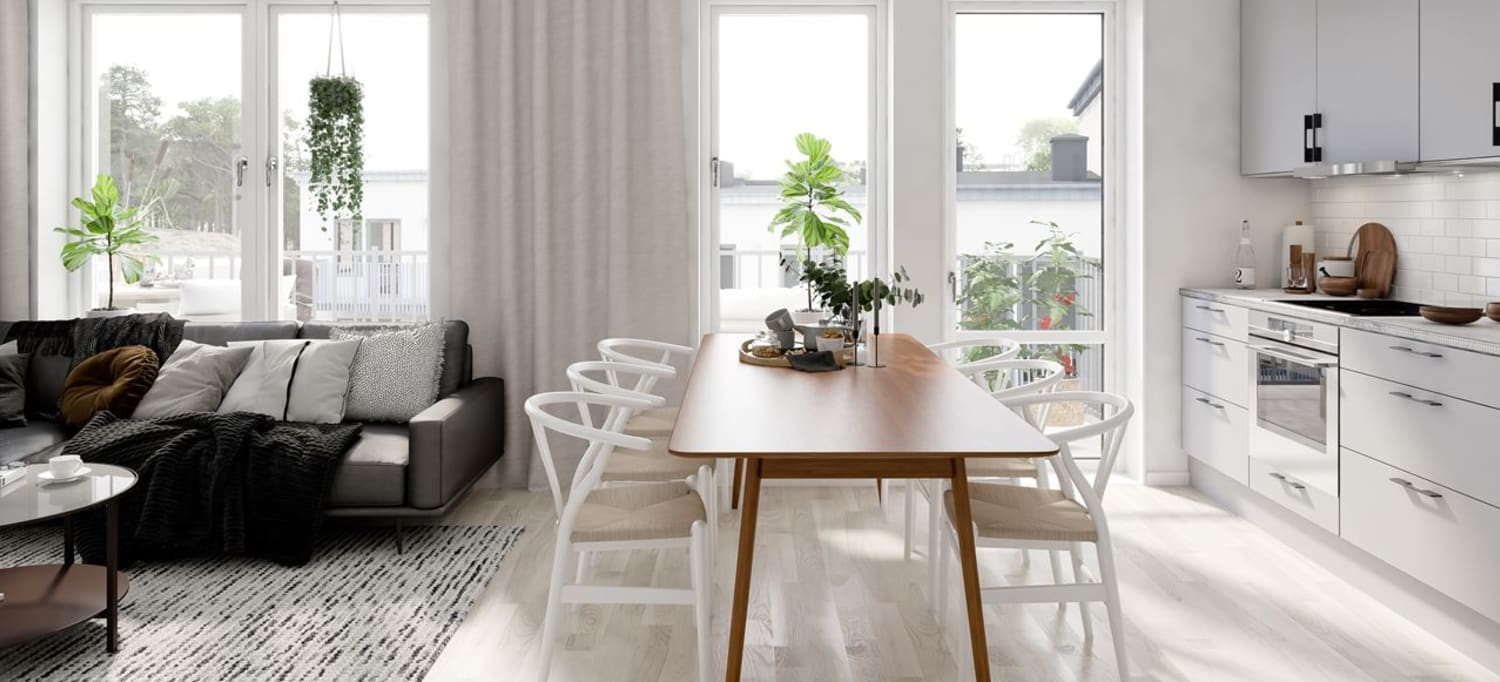 öppen planlösning kök och vardagsrum