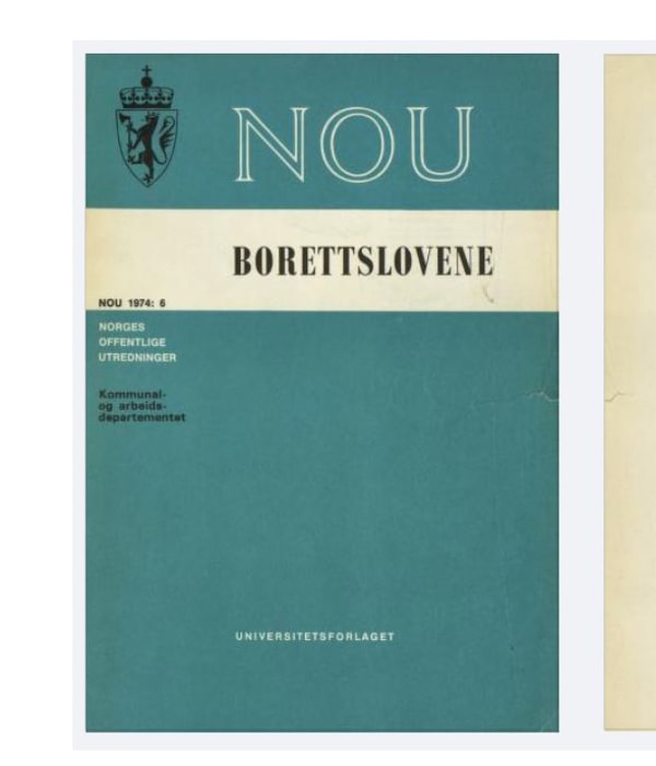 Foto av forsiden på NOU tilknytte bortettsloven 1974