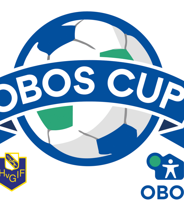 Loggo för OBOS CUP, en fotboll med en banderoll över.