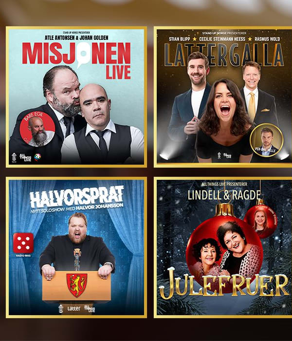 Illustrasjonsbilde med plakater av de ulike forestillingene du kan se i Norge