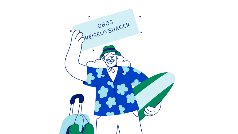 En gif av en person som holder et skilt oppe og har et surfebrett under armen.