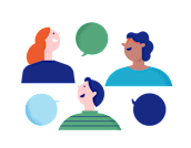 Illustrasjon av mennesker som snakker sammen