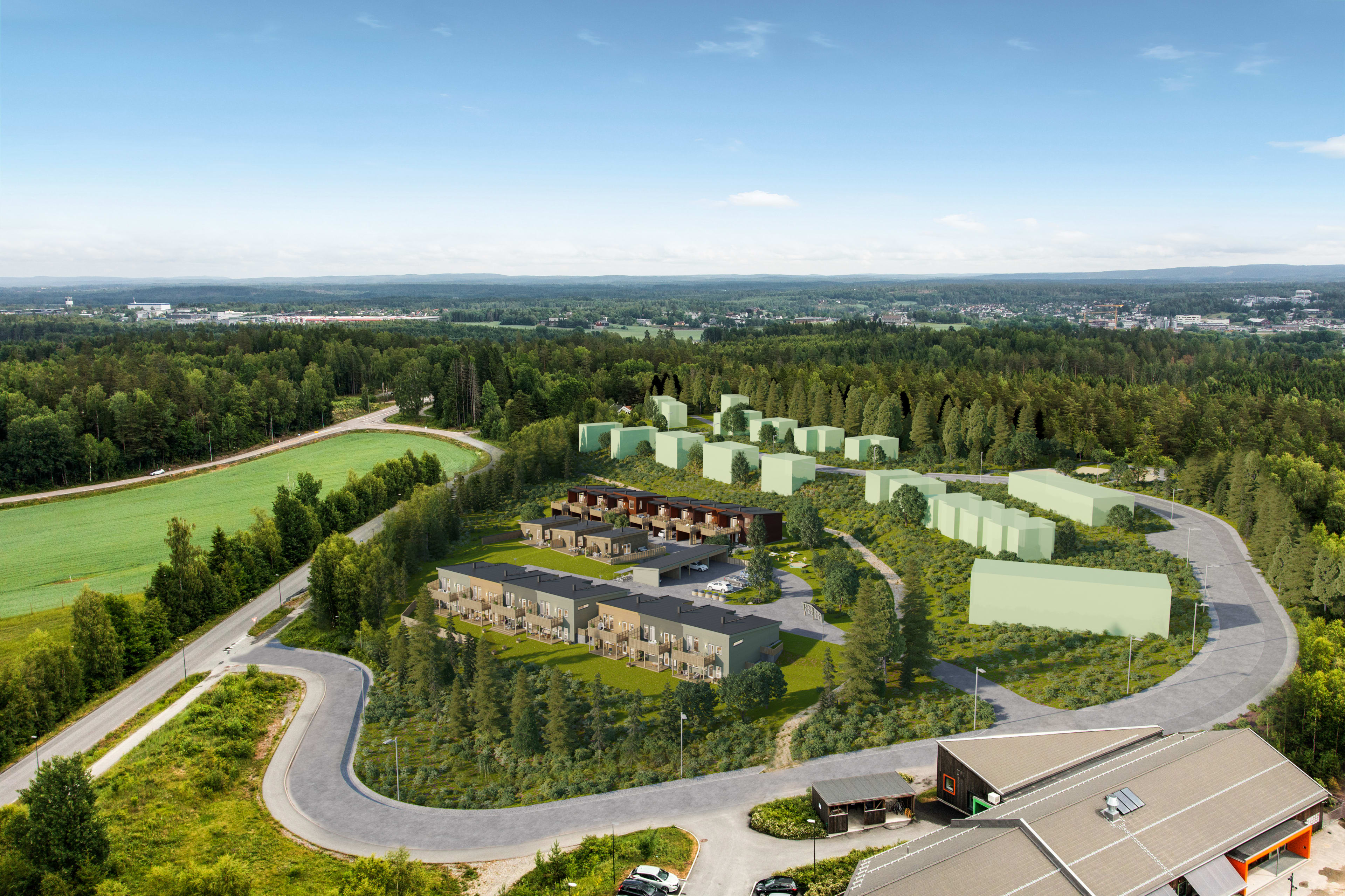 Oversiktsillustrasjon over boligene som kommer på Pepperstad Terrasse