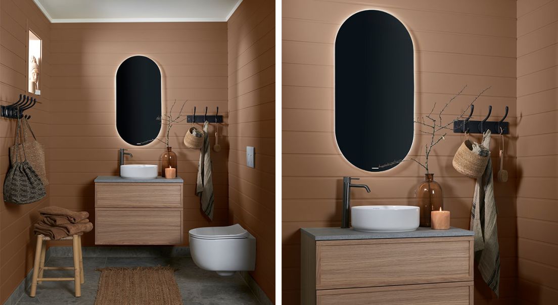 Baderomstrender 2024: Bad i ferskentoner, med innredning fra Svedberg